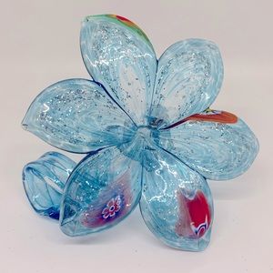 Stunning Murano Style GLASS hand blown 6 Petal Lily Flower
